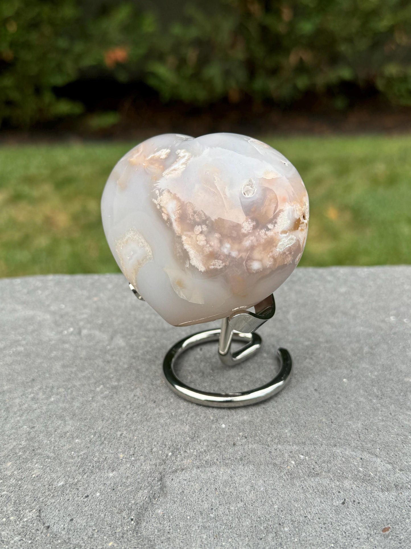 Druzy Flower Agate Heart Carving