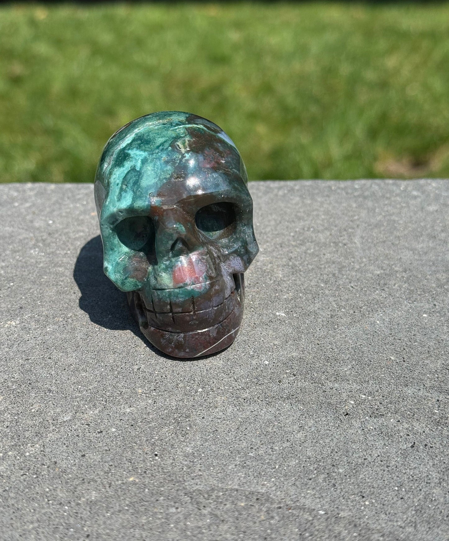 Ocean Jasper Skull Carving (2.9")