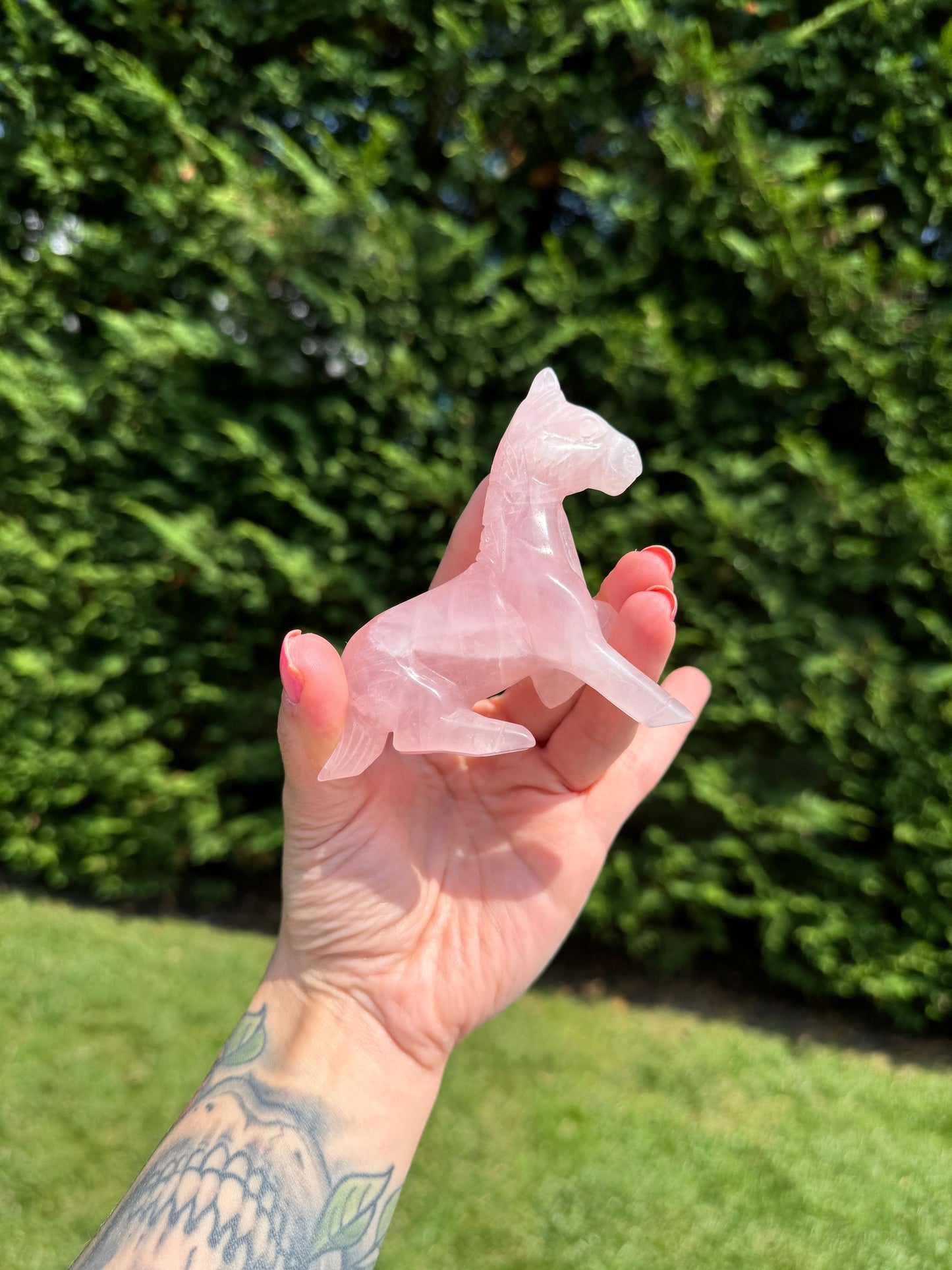 Rose Quartz Horse Carving