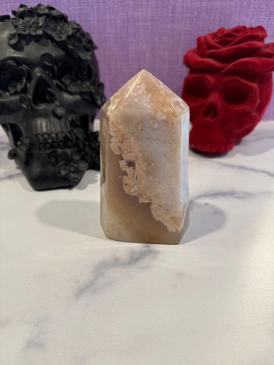 Brazilian Druzy Pink Amethyst & Flower Agate Tower