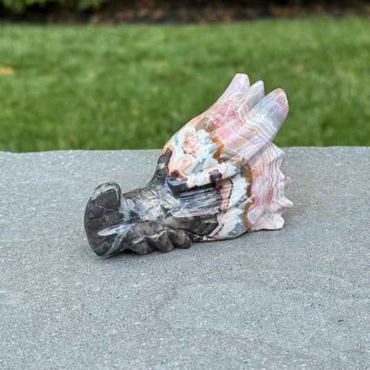 Mexican Crazy Lace Agate Dragon Head Carving