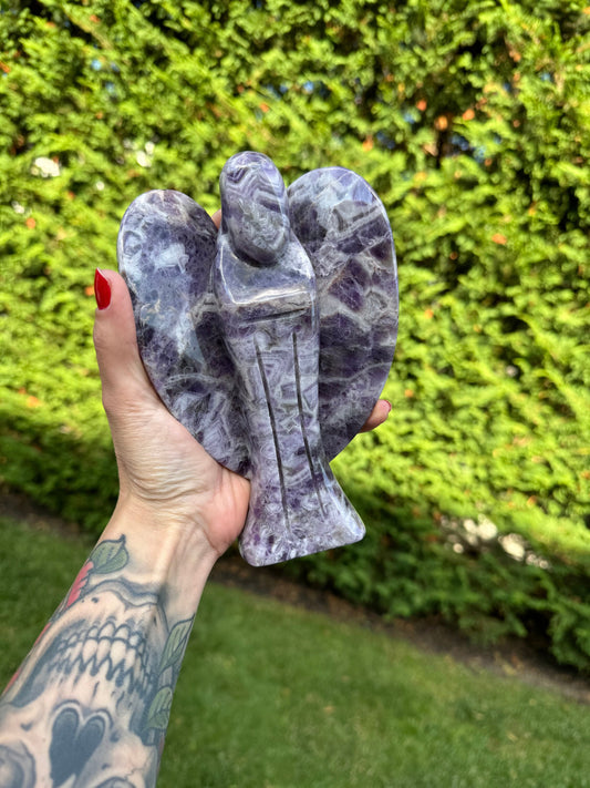 Chevron Amethyst Angel Carving