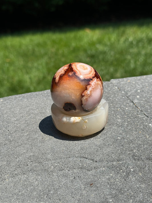 Carnelian & Flower Agate Sphere (46MM)