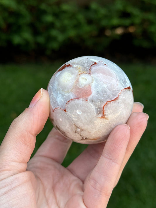 Druzy Carnelian Flower Agate Sphere (58MM)