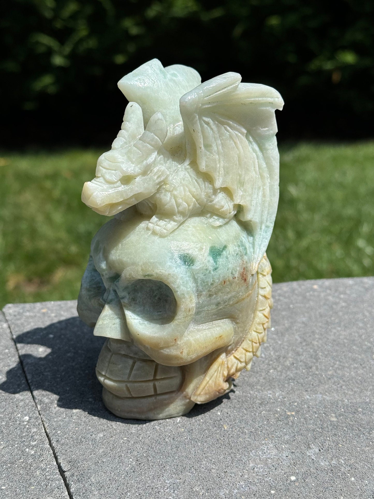 Caribbean Calcite Skull & Dragon Carving