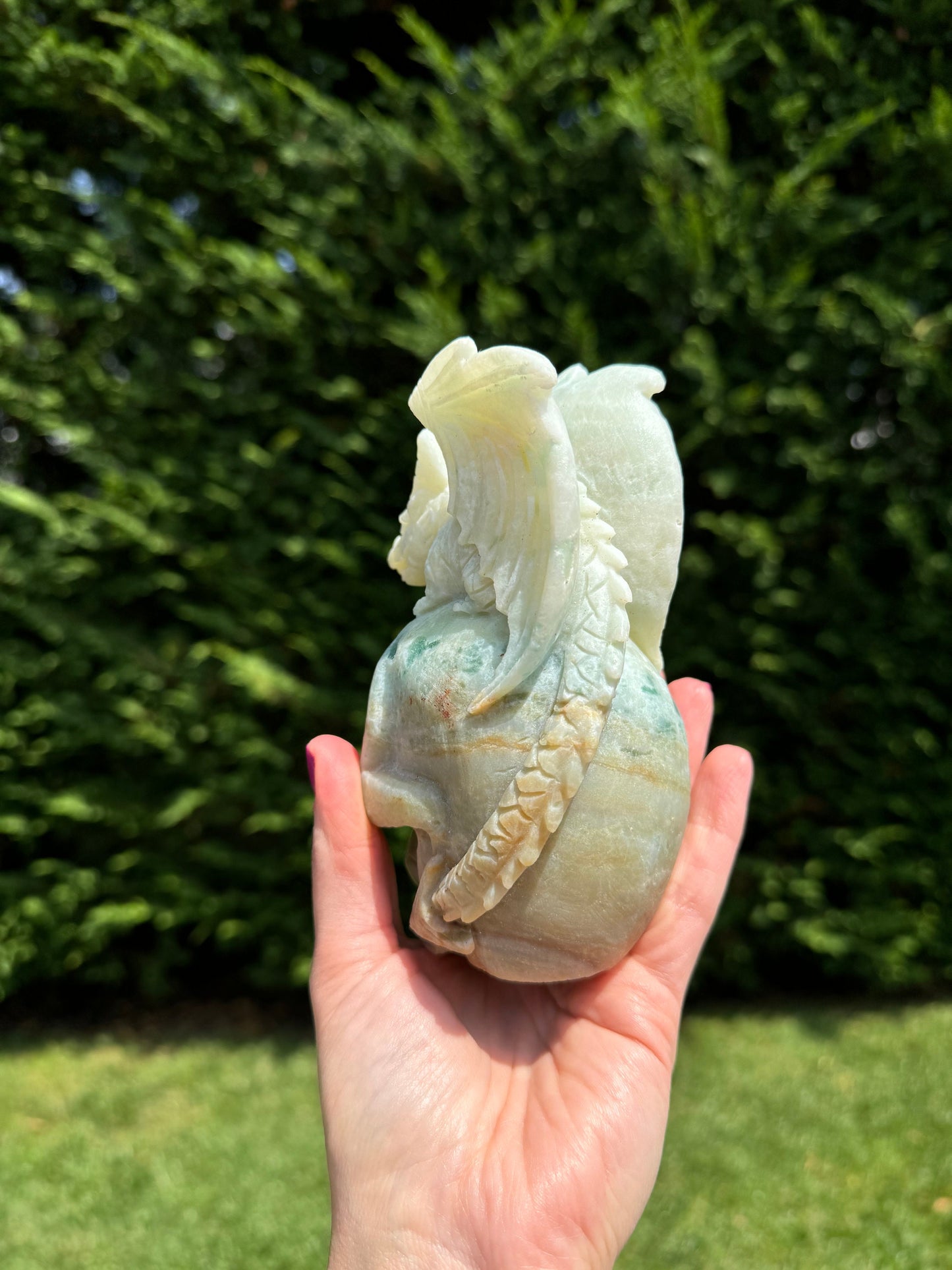 Caribbean Calcite Skull & Dragon Carving