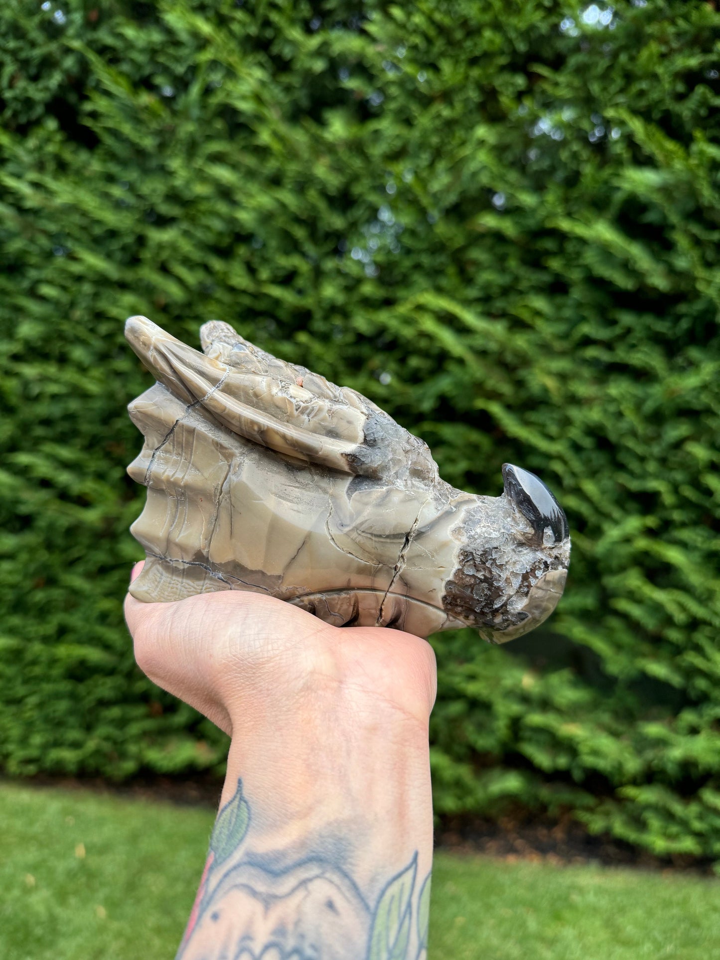 Volcano Agate Dragon Head Carving