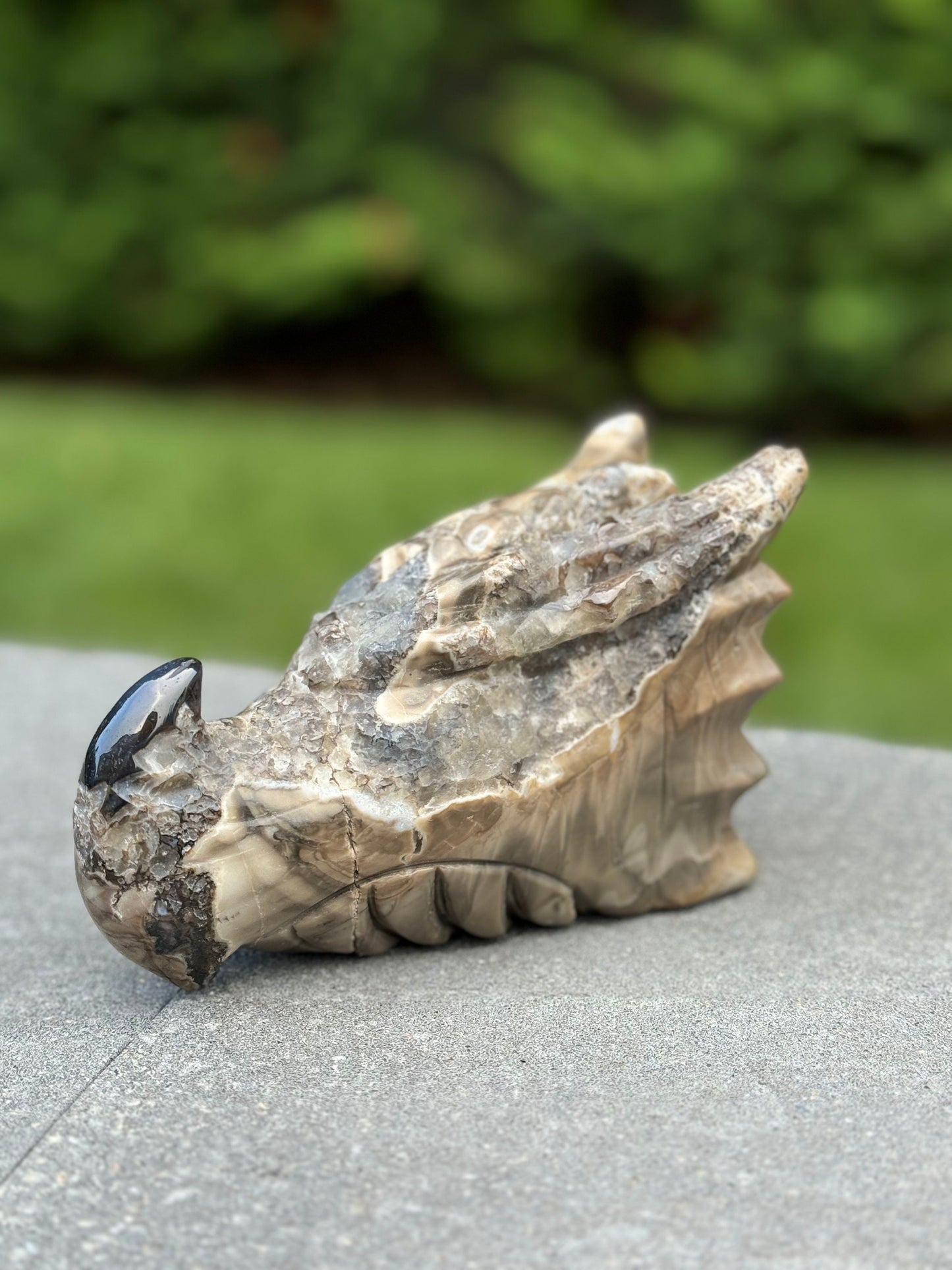 Volcano Agate Dragon Head Carving