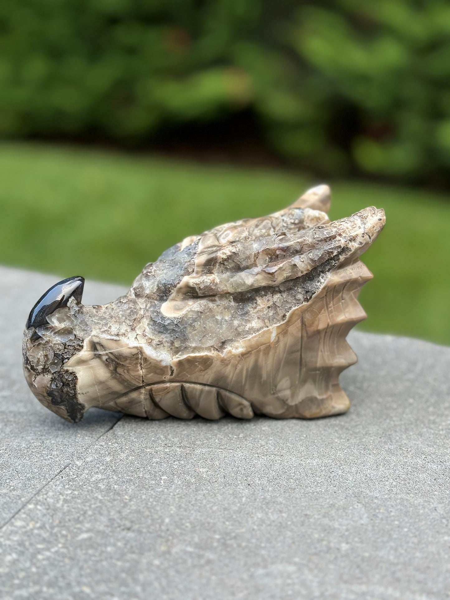 Volcano Agate Dragon Head Carving