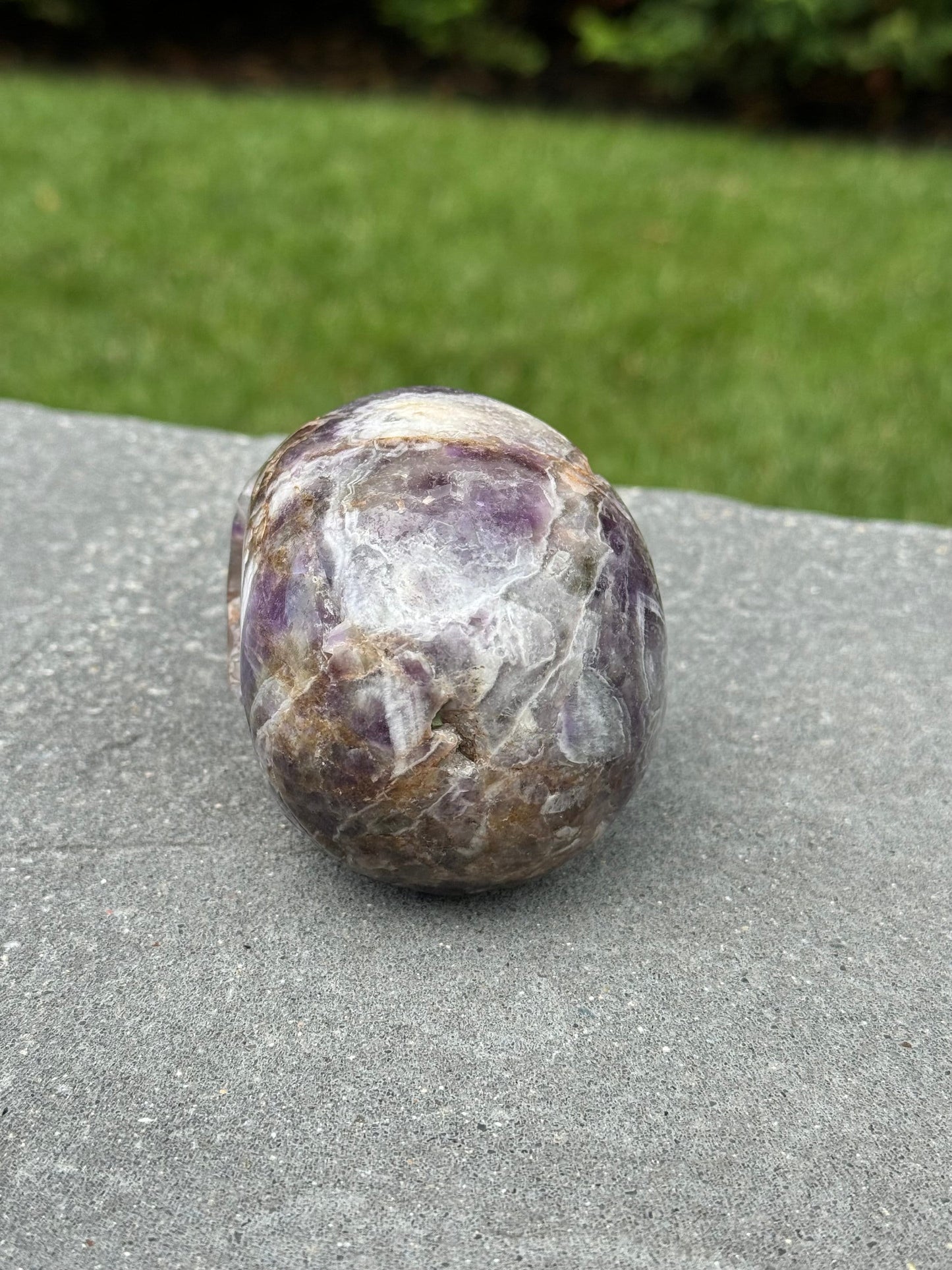 Chevron Amethyst Skull Carving (1.1lbs)