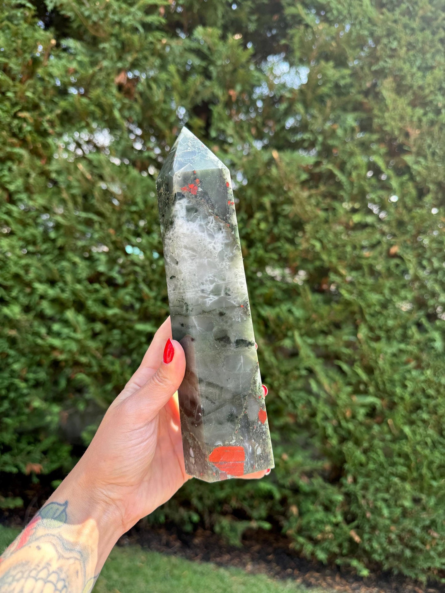XL African Bloodstone Tower w/ Pyrite Inclusions (9.5")