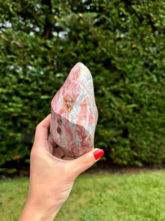 XL Druzy Pastel Pink Ocean Jasper Flame
