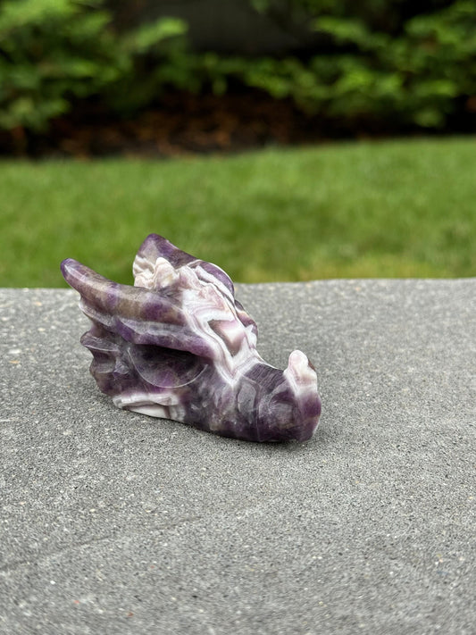Chevron Amethyst Dragon Head Carving