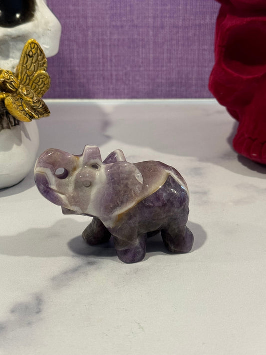 Chevron Amethyst Elephant Carving