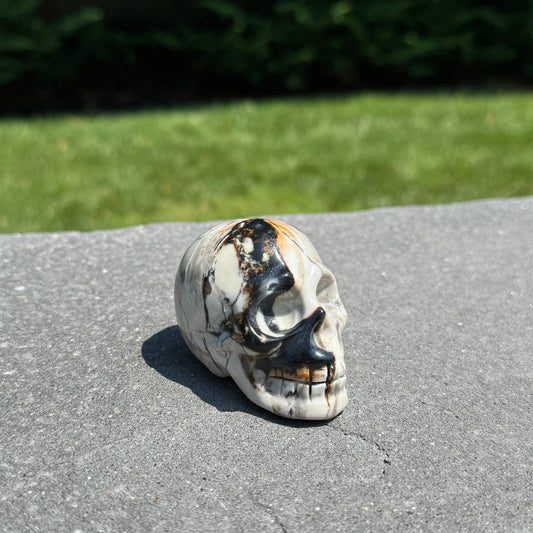 Chocolate Calcite Skull Carving