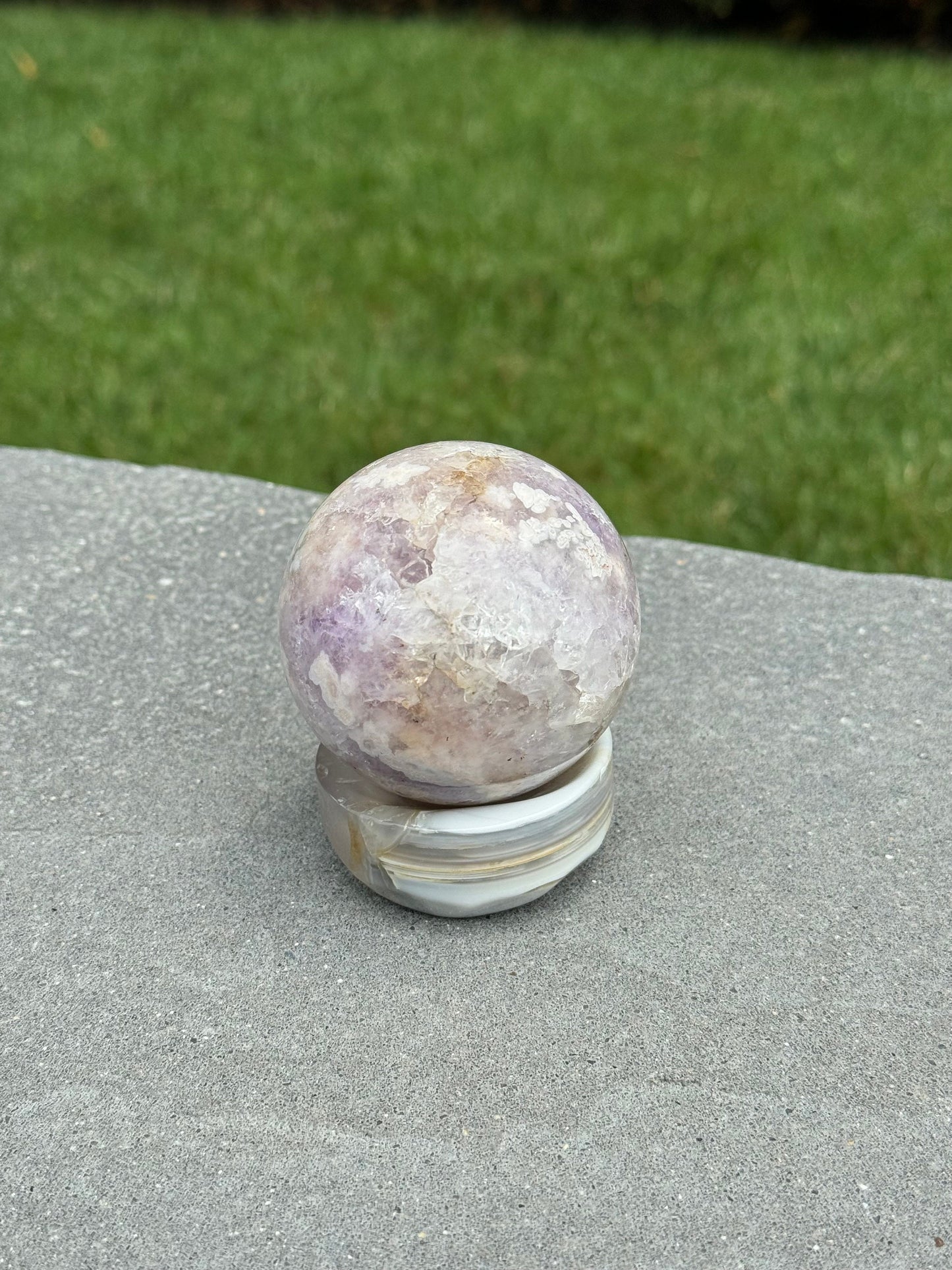 Druzy Pink & Purple Amethyst & Flower Agate Sphere (69MM)