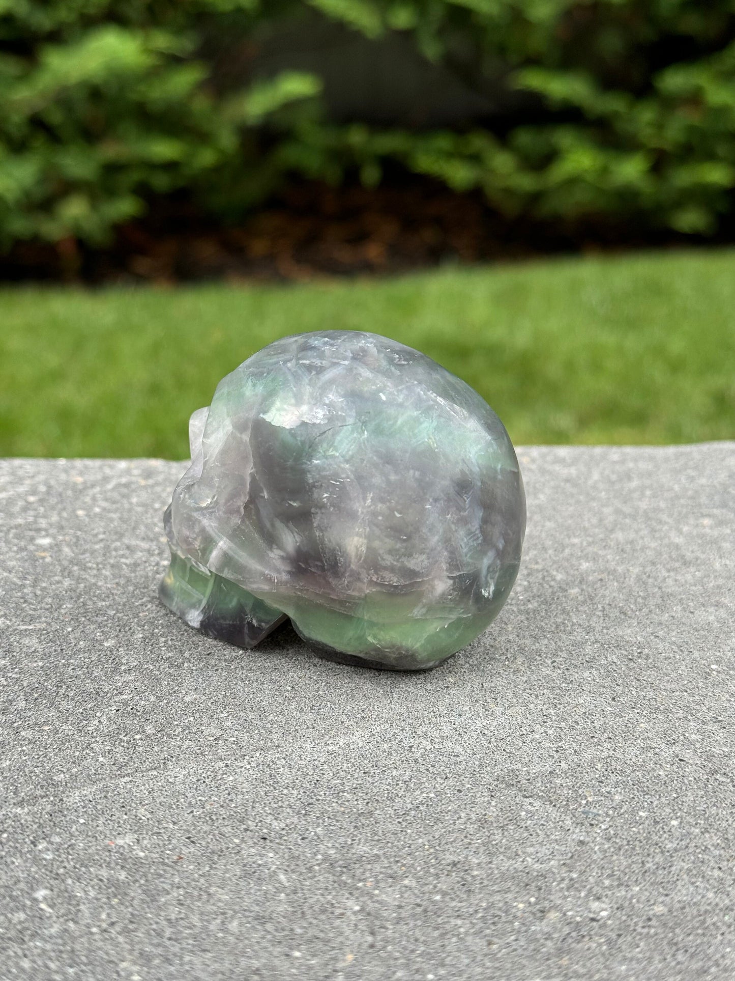 Green & Purple Fluorite Skull Carving (2.84")