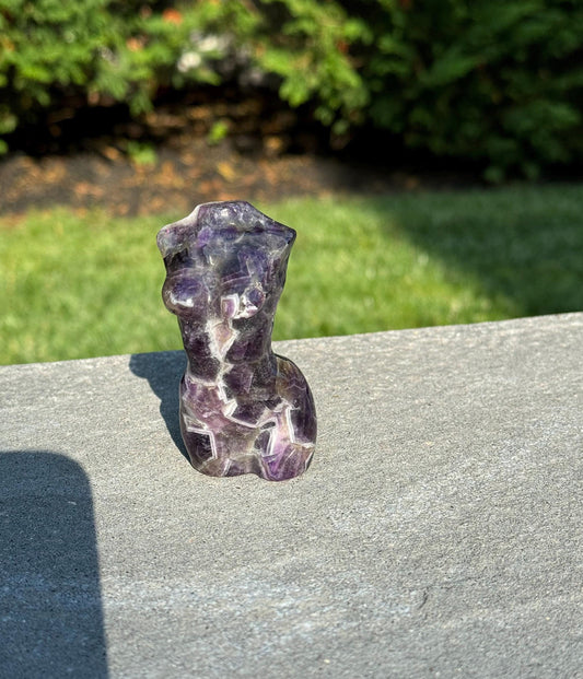 Chevron Amethyst Goddess Body Carving