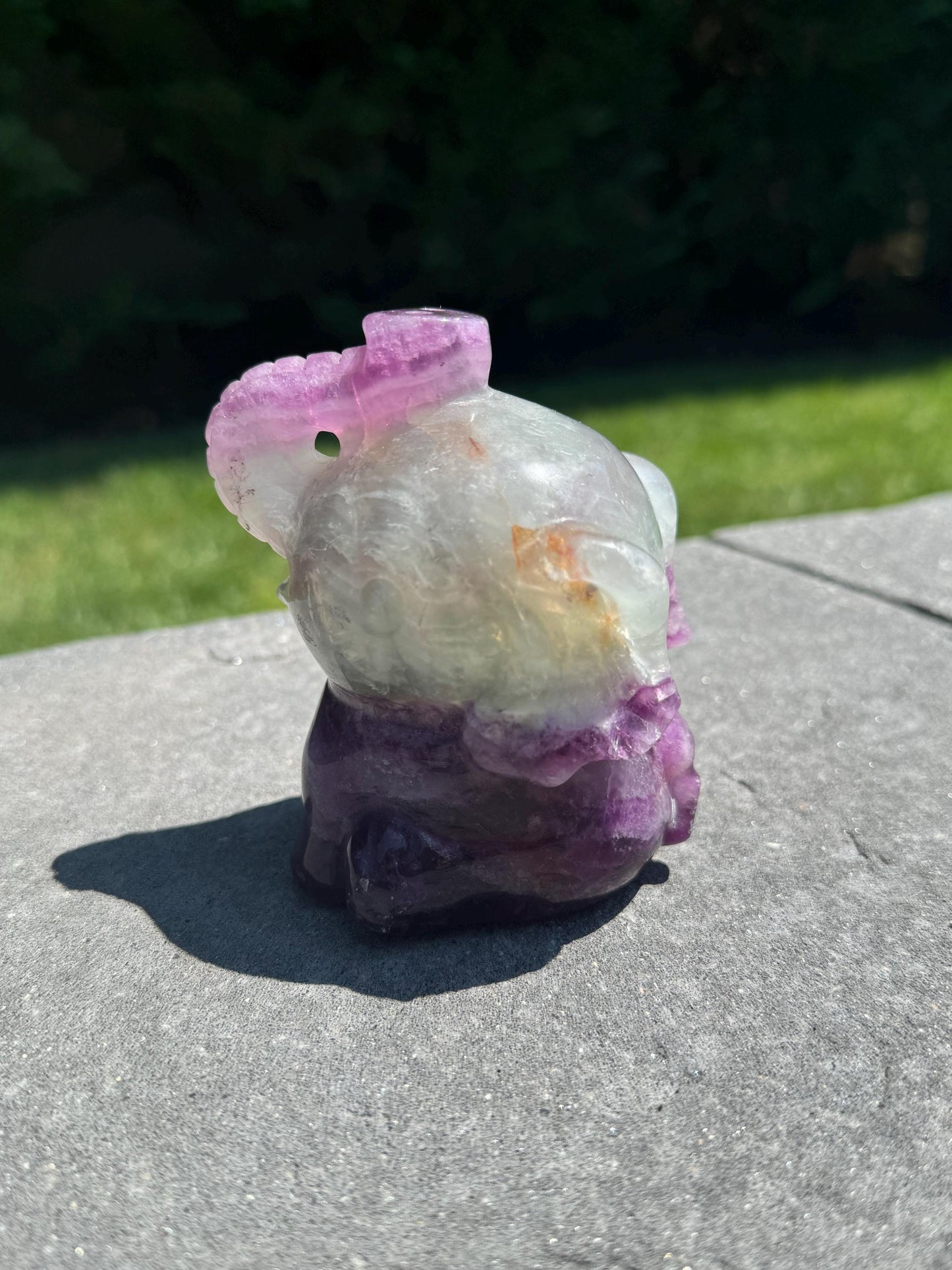 Rainbow Fluorite Sitting Elephant Carving
