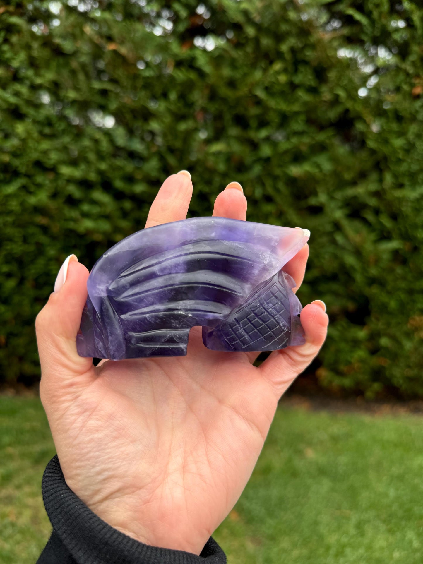 Banded Purple Fluorite 3 Piece Dragon Carving