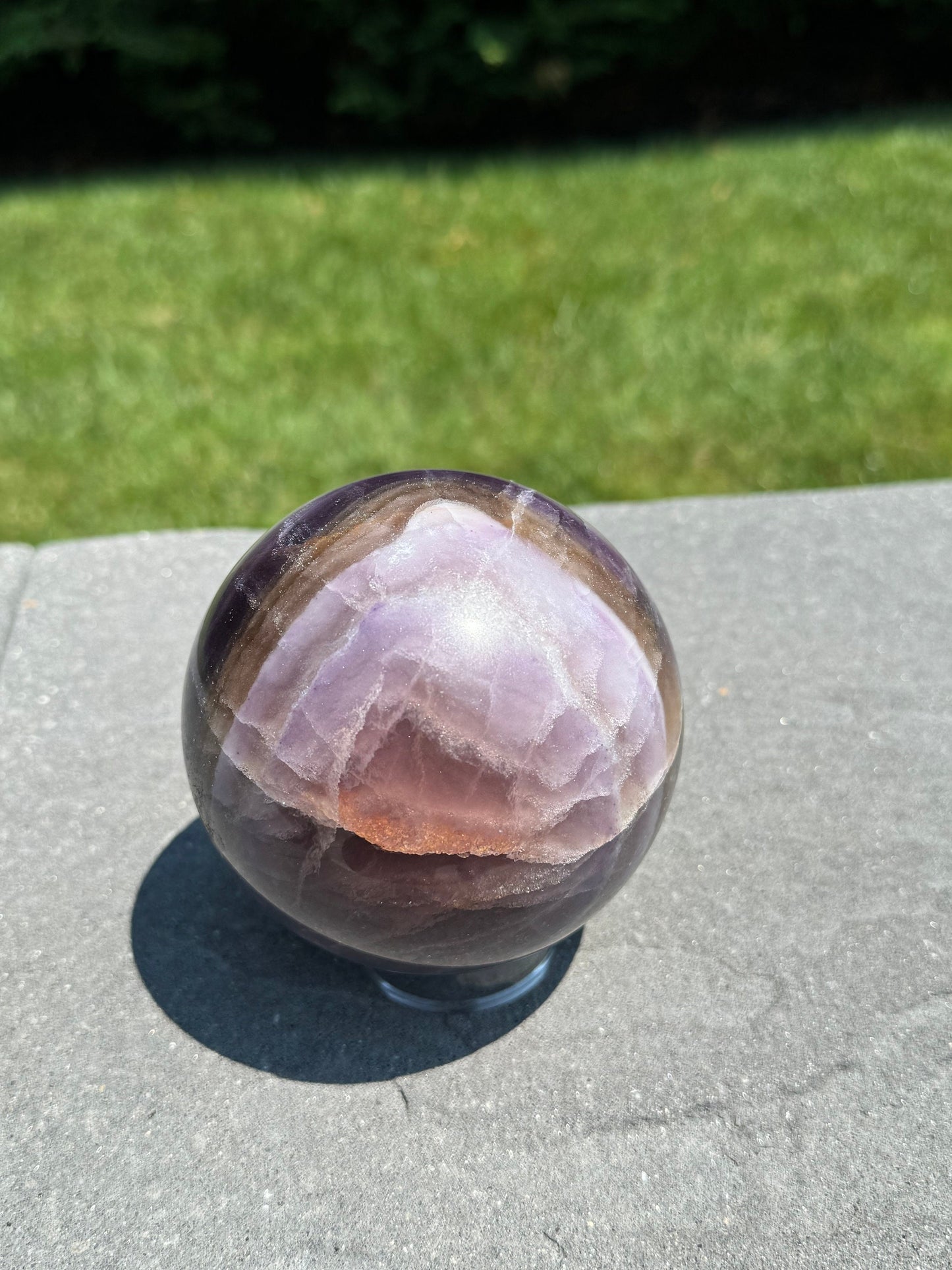 Purple Silky Banded Fluorite Sphere (94MM)