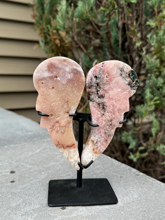 Druzy Pink Amethyst Wings on Stand