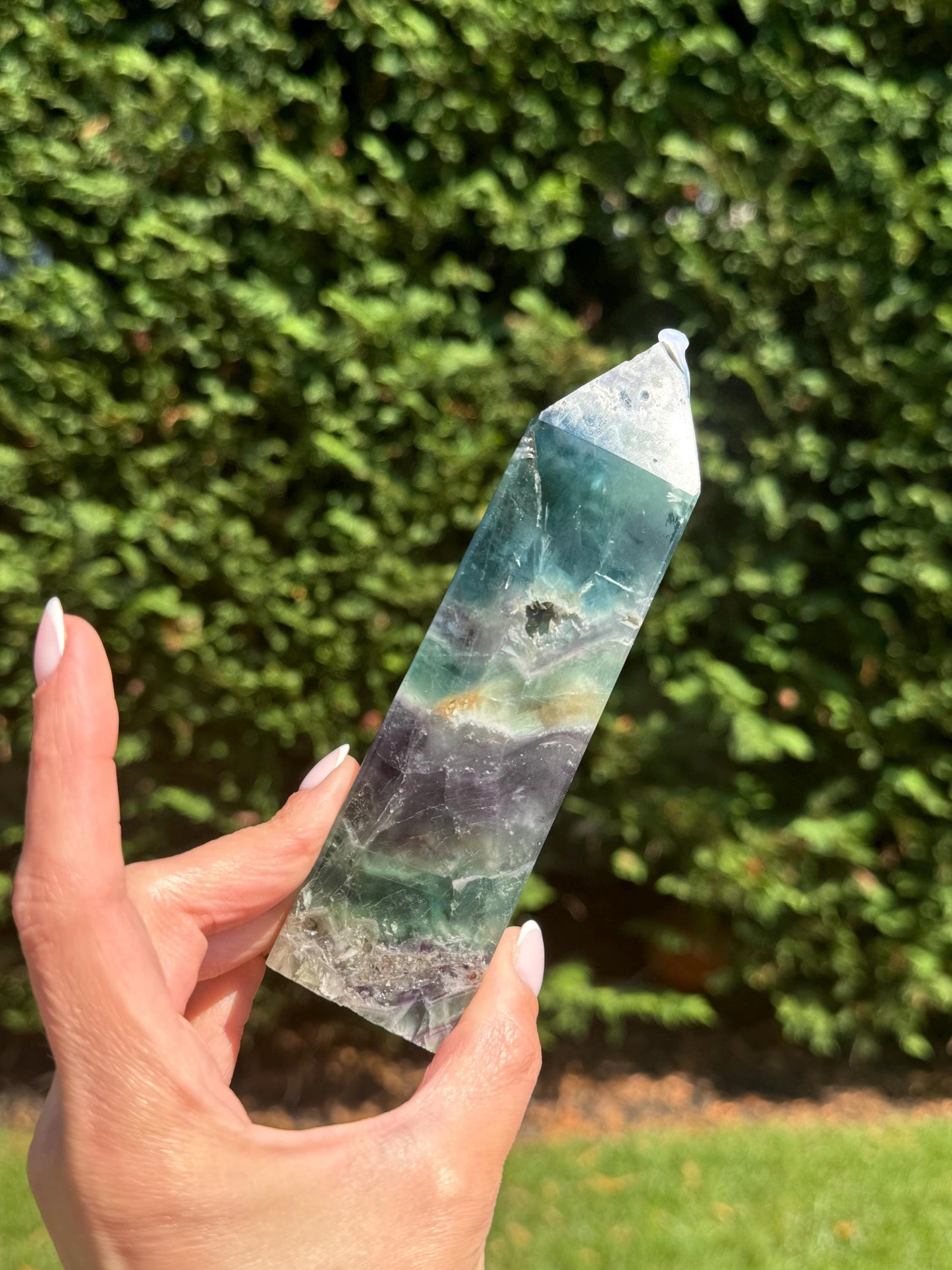 Druzy Feather Fluorite Tower (5.75")