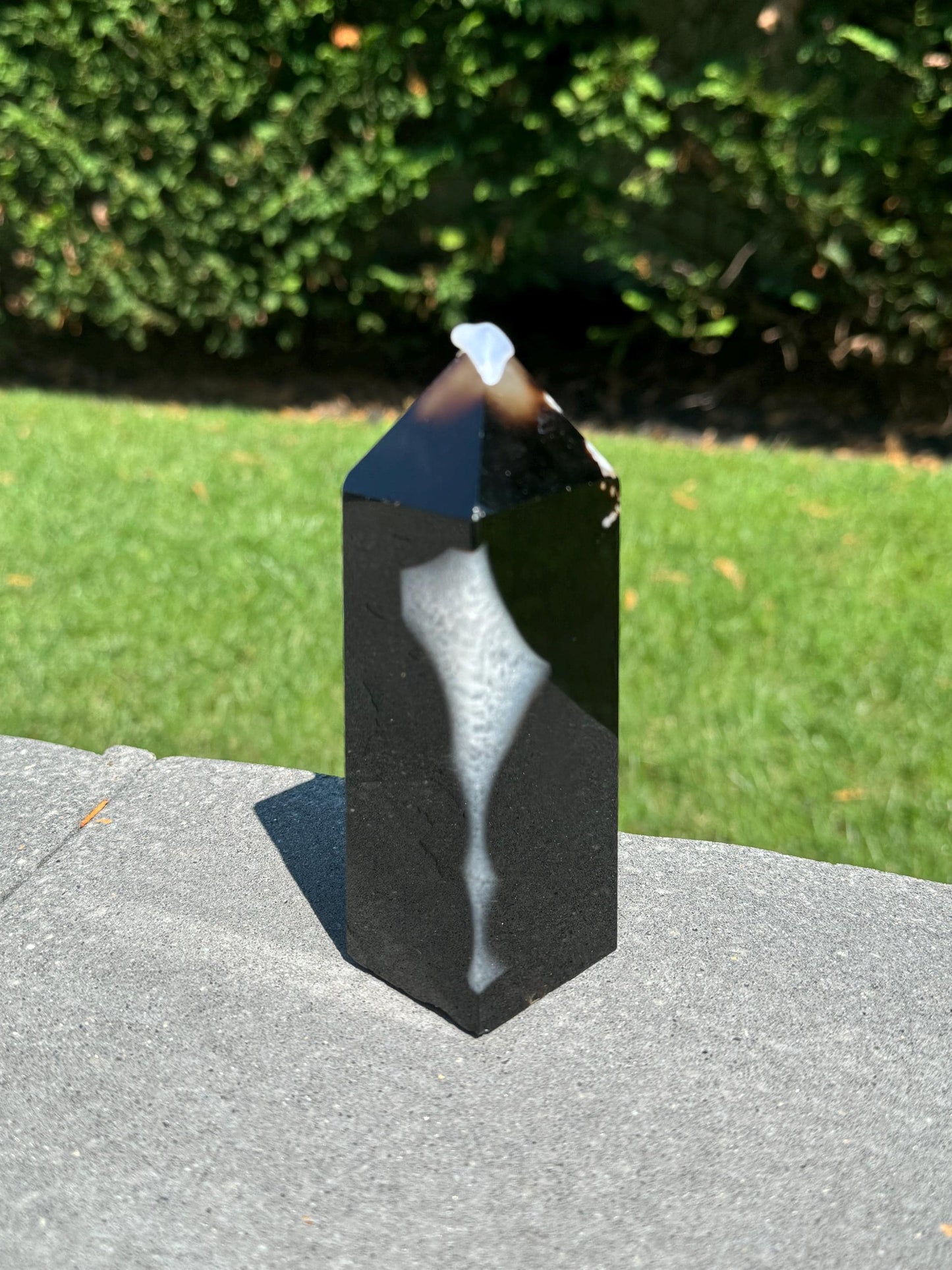 Black Flower Agate & Quartz Tower (5.5")