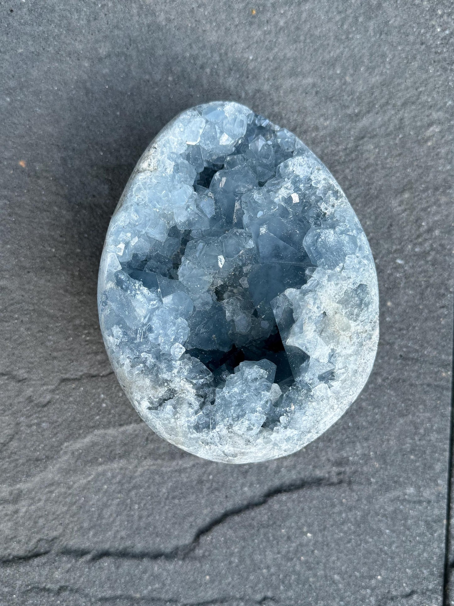 Blue Celestite Egg Carving (2.5lbs)