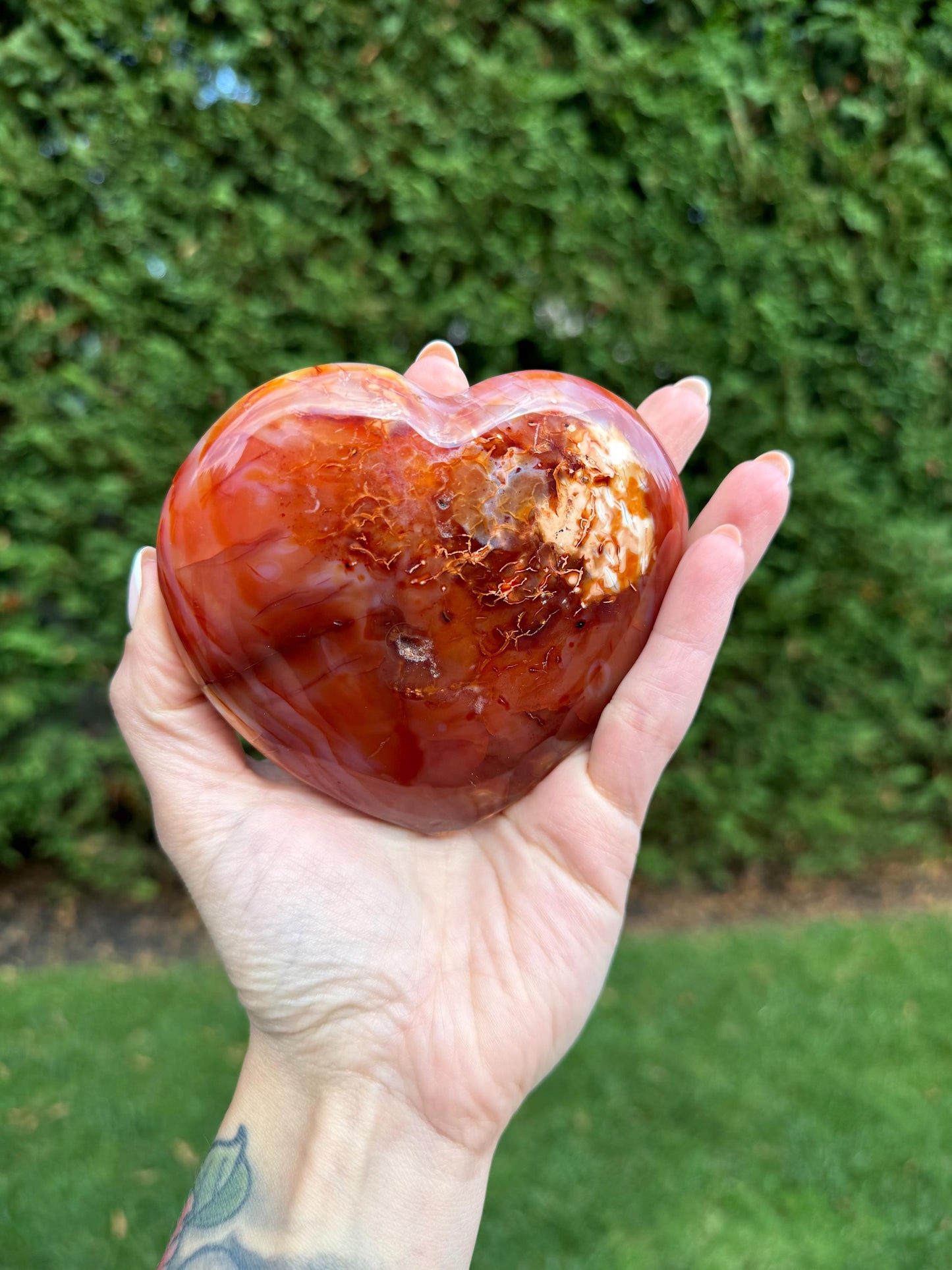 Large Carnelian Heart Carving