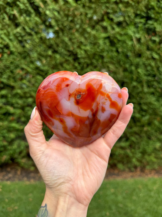 Large Carnelian Heart Carving