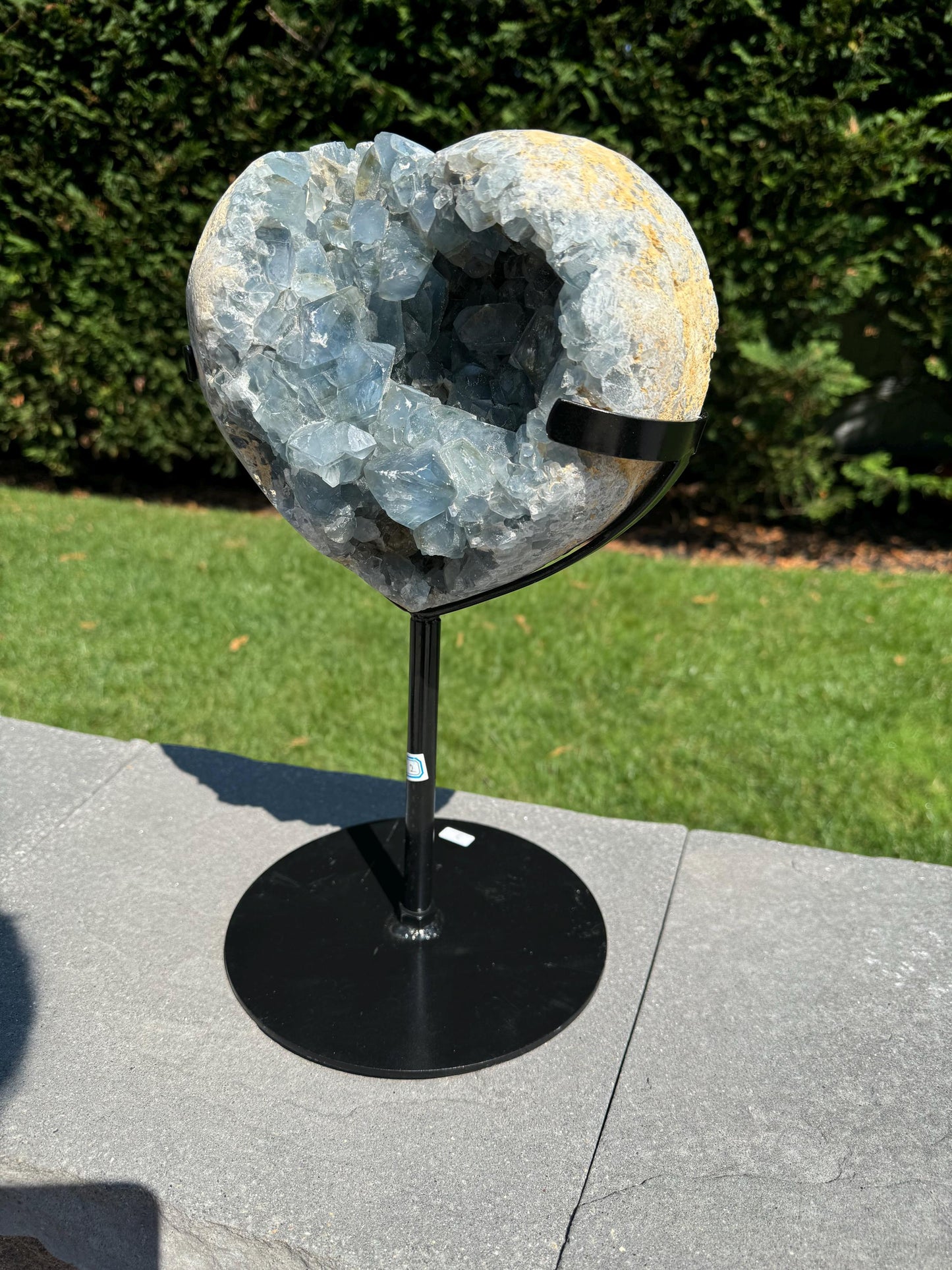 XL Blue Celestite Heart Carving on Stand (21lbs)