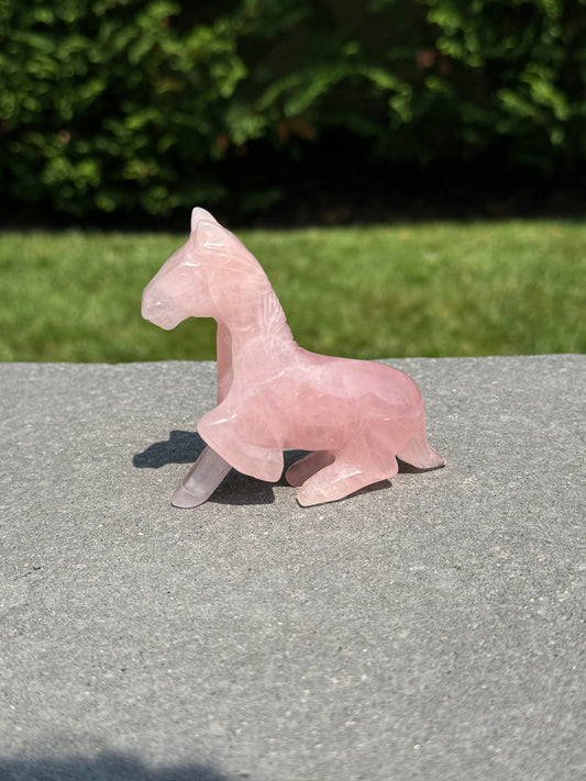 Rose Quartz Horse Carving