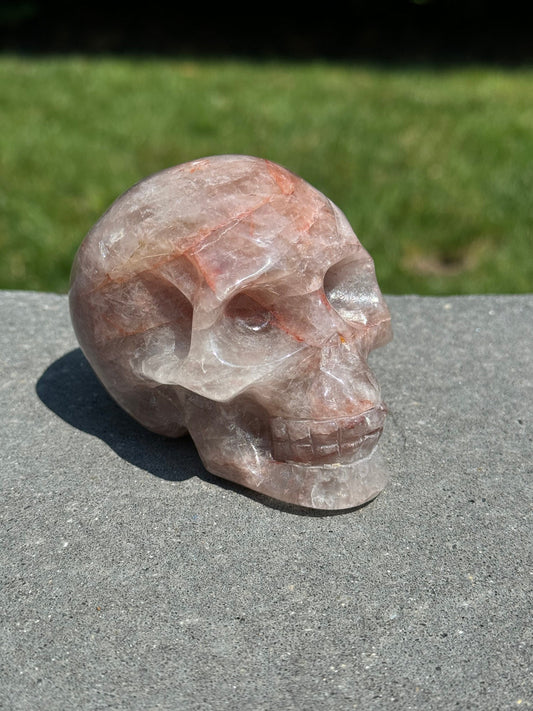 Fire Quartz Skull Carving (3.42")