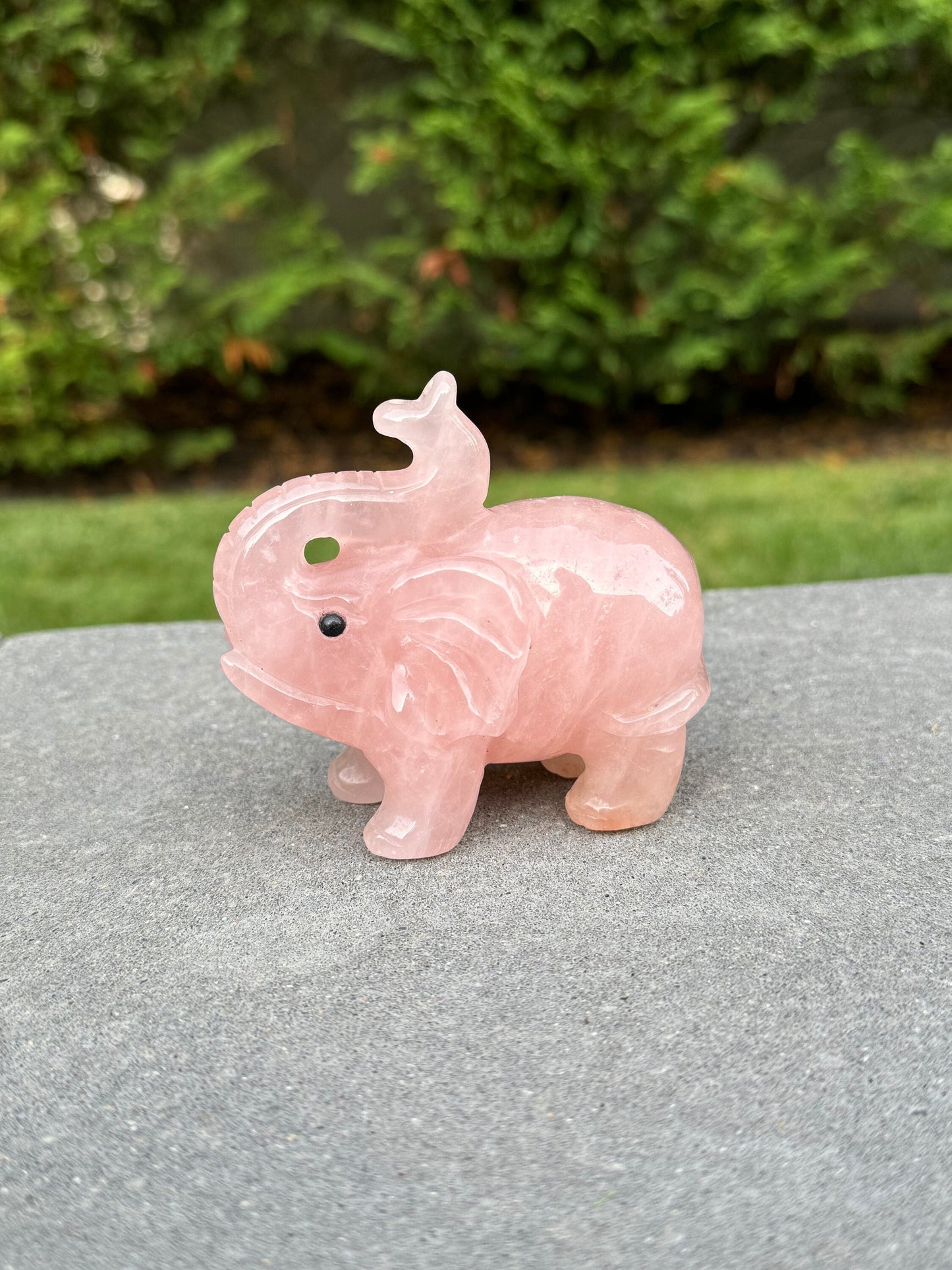 Rose Quartz Elephant Carving