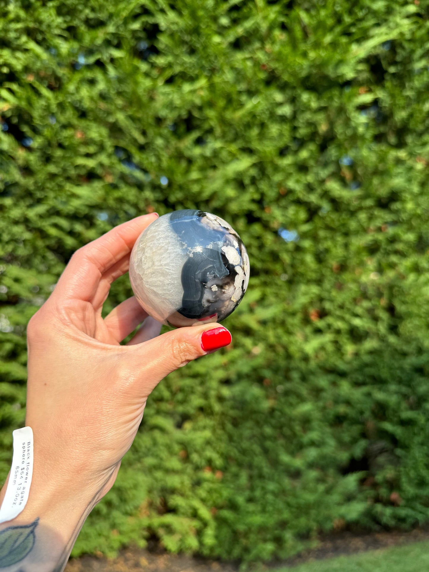 Black Flower Agate Sphere (65MM)