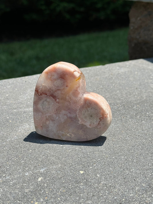 Amethyst & Flower Agate & Carnelian Heart Carving