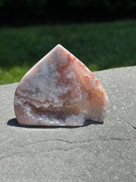 Brazilian Druzy Pink Amethyst Freeform with Flower Agate & Carnelian