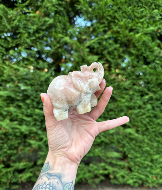 Druzy Pink Amethyst Elephant Carving