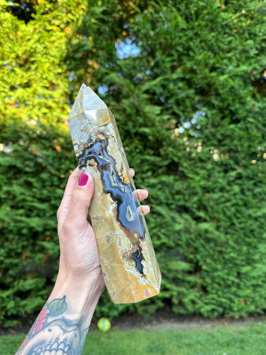 XL Druzy Volcano Agate Tower (9.25")