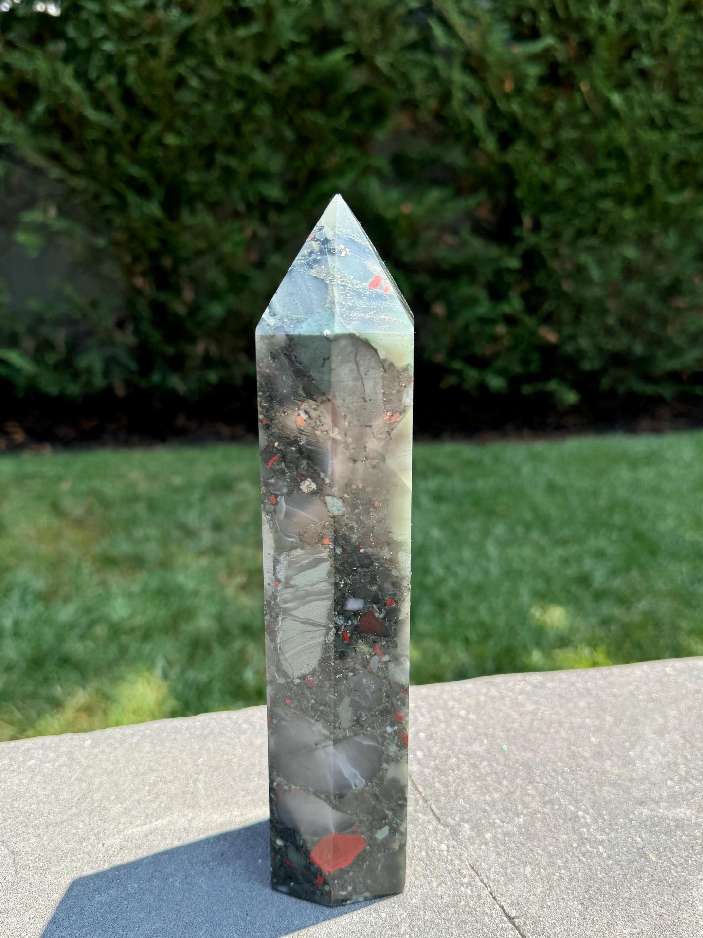 XL African Bloodstone Tower w/ Pyrite Inclusions (9.5")