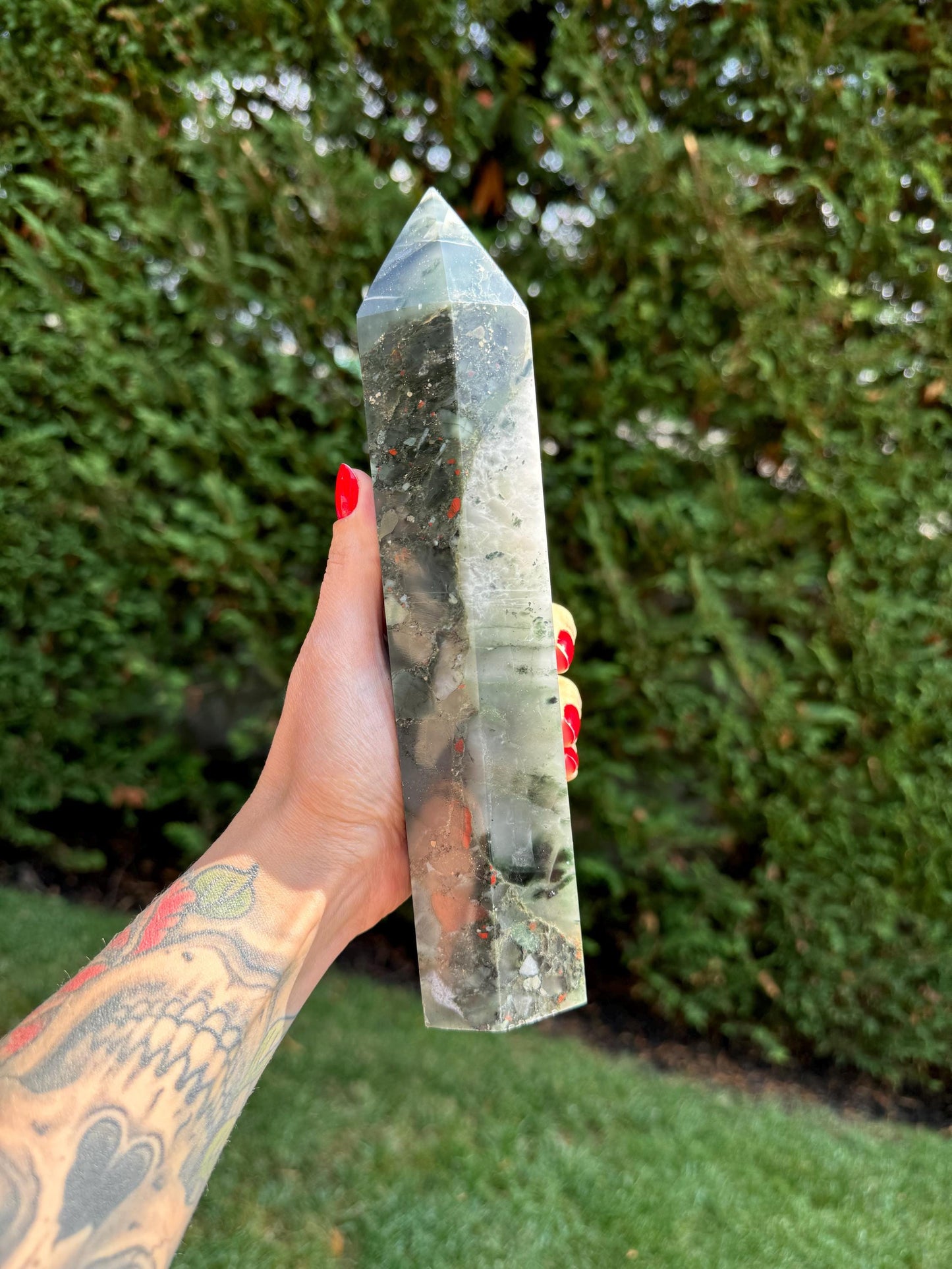 XL African Bloodstone Tower w/ Pyrite Inclusions (9.5")