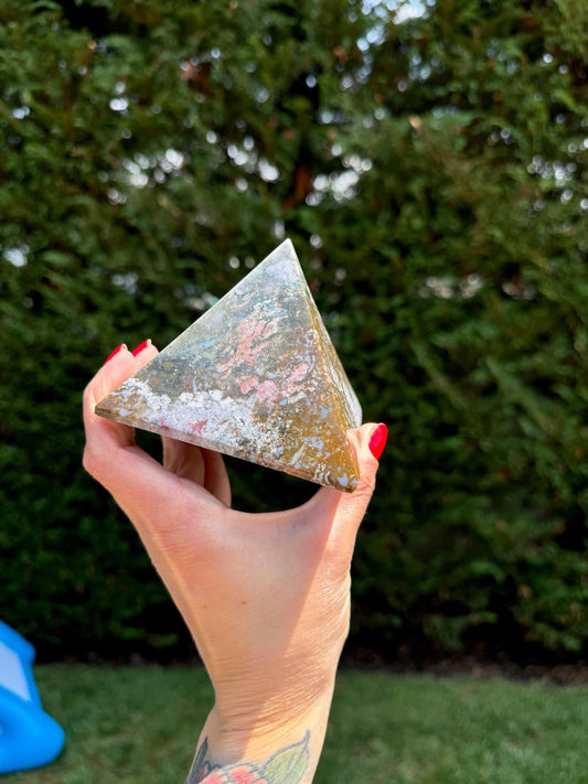 XL Ocean Jasper Pyramid Carving