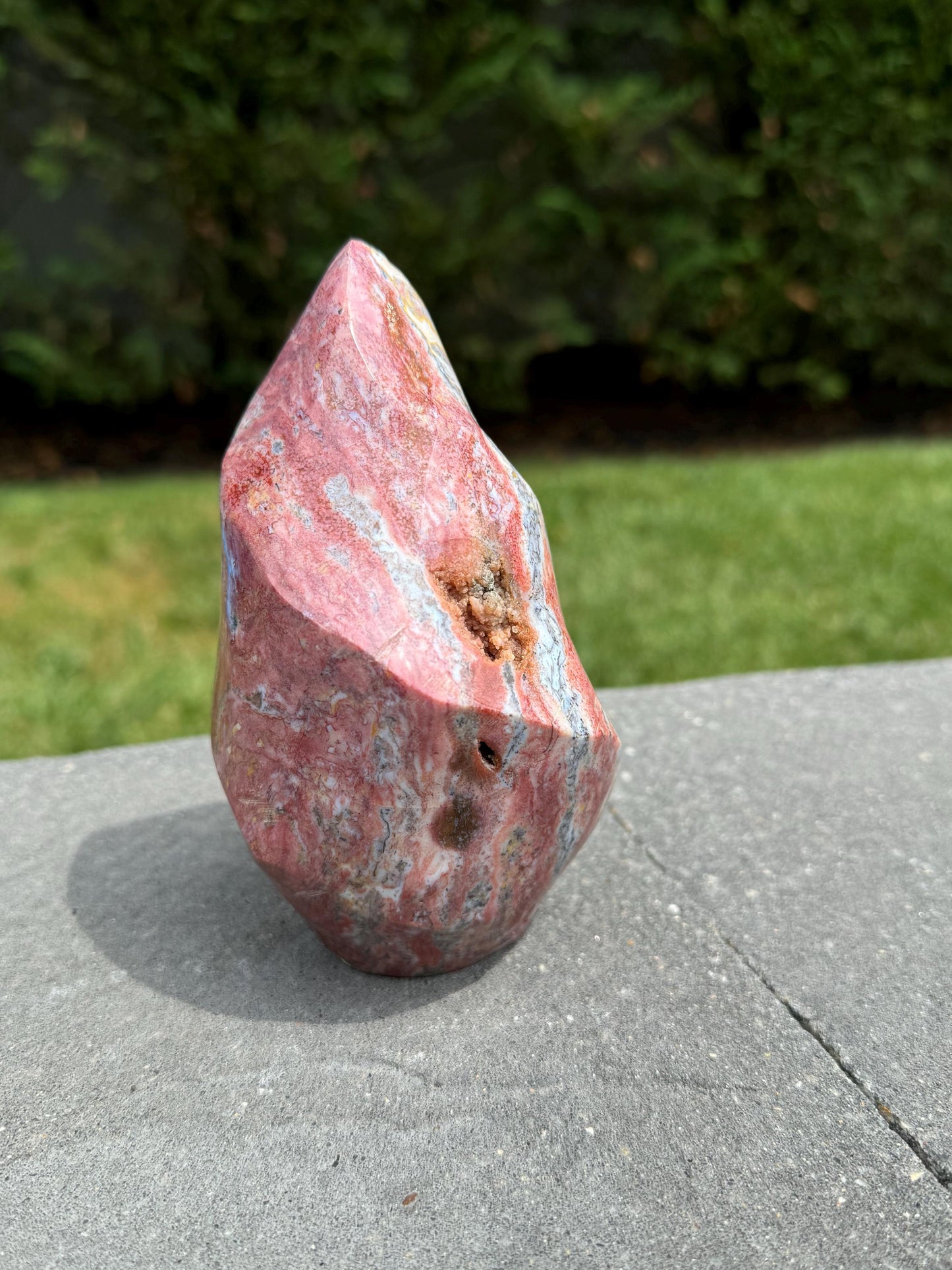XL Druzy Pastel Pink Ocean Jasper Flame