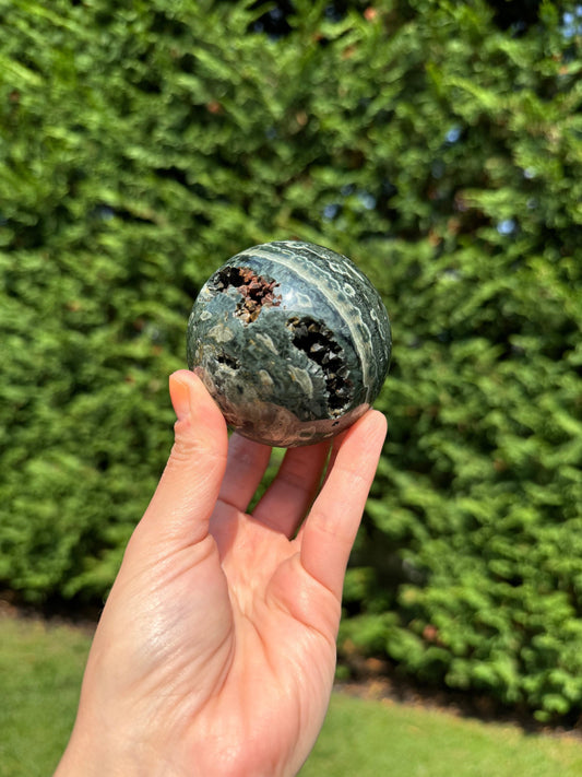 Black Druzy Ocean Jasper Sphere (69MM)