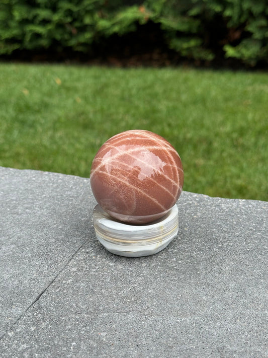 High Quality Flashy Peach Moonstone Sphere (60MM)