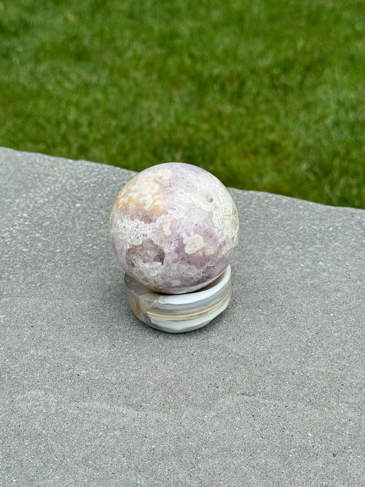 Druzy Pink & Purple Amethyst & Flower Agate Sphere (69MM)