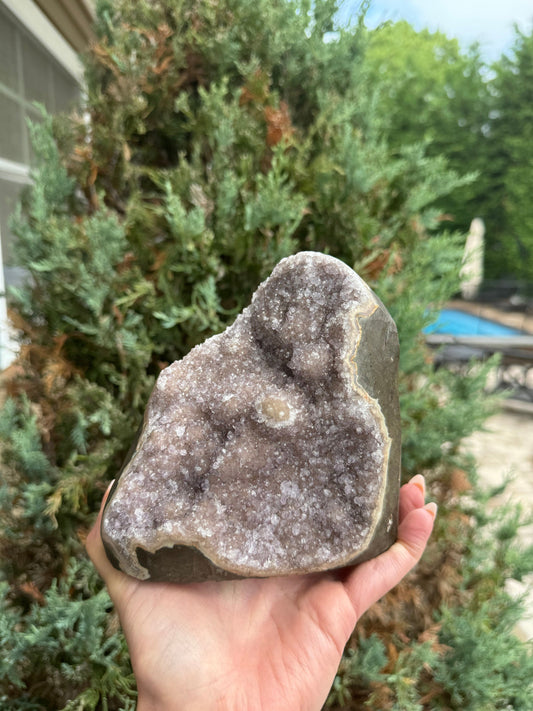 Druzy Pink Amethyst & Agate Cut Base