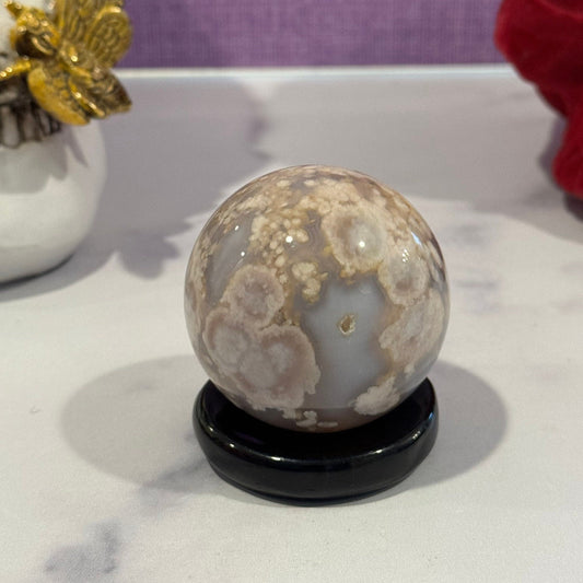 Moody Flower Agate Sphere (55MM)