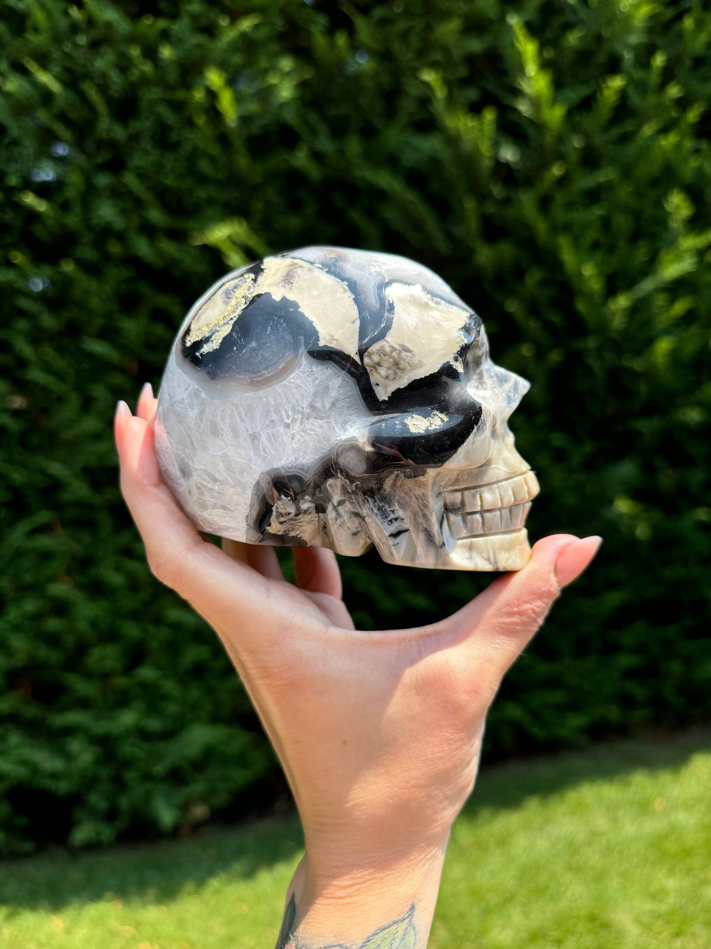 Volcano Agate Skull Carving (4.5")
